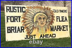 Vintage Indian Sign Flea Market Highway Fort Street Billboard Painted Wood