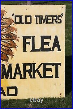 Vintage Indian Sign Flea Market Highway Fort Street Billboard Painted Wood