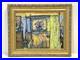 Vintage Interior Scene Original Art Mixed Media Painting Signed Framed
