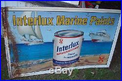 Vintage Interlux Marine Paints Sign Tin Maritime Boats Paint Can Embossed