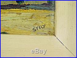 Vintage Irene Clair Stry Small Oil Board Townscape Painting Framed Signed ONB