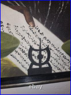 Vintage Islamic Art, Imam Portrait An Arresting Face, Oil Painting Framed Signed