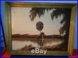 Vintage James Gibson Original Florida Highwaymen Signed Oil on Board Canal Scene