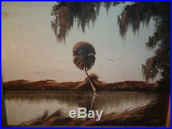 Vintage James Gibson Original Florida Highwaymen Signed Oil on Board Canal Scene