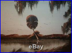 Vintage James Gibson Original Florida Highwaymen Signed Oil on Board Canal Scene