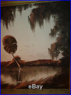 Vintage James Gibson Original Florida Highwaymen Signed Oil on Board Canal Scene