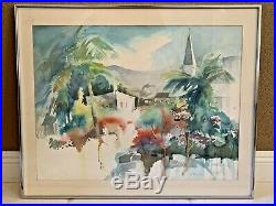 Vintage Jan Miskulin Water Color Painting Signed Framed Picture Old Antique Art