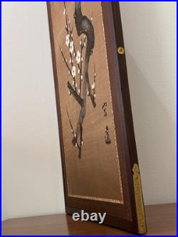 Vintage Japanese Blossoms Painted Screen, Original Signed Traditional Asian Art