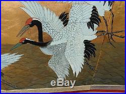 Vintage Japanese Egrets Heron Birds Painting Artist Signed Just Stunning