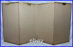 Vintage Japanese Hand Painted 4 Panel Folding Screen Byobu 72x36 Signed Gold