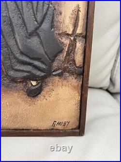 Vintage Jean-Claude Gaugy Acrylic Painted Carving Signed by Artist