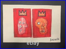 Vintage Jean-Michel Basquiat SAMO Signed Abstract Painting on Paper 13 x 8.5