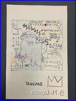 Vintage Jean-Michel Basquiat SAMO Signed Abstract Painting on Paper 13 x 8.5