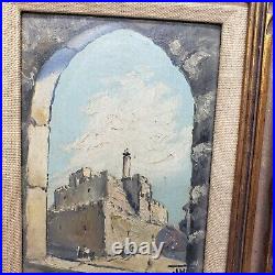 Vintage Jerusalem David Tower Painting Signed