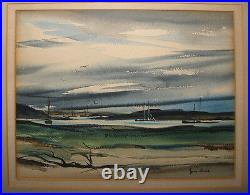 Vintage John Hare Cape Cod Boats in Cove Harbor WC Listed Chatham Cape Cod
