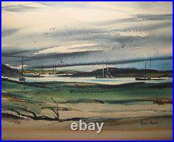 Vintage John Hare Cape Cod Boats in Cove Harbor WC Listed Chatham Cape Cod
