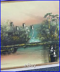 Vintage John Maynor Highwaymen Florida Landscape Oil Painting signed Lil John