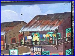 Vintage Jorge Dunn 1924-2007 Signed Acrylic Painting Panama Street Scene