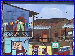 Vintage Jorge Dunn 1924-2007 Signed Acrylic Painting Panama Street Scene