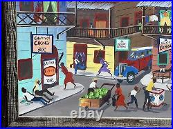 Vintage Jorge Dunn 1924-2007 Signed Acrylic Painting Panama Street Scene