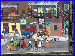 Vintage Jorge Dunn 1924-2007 Signed Acrylic Painting Panama Street Scene