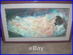 Vintage Julian Ritter Painting Print Showgirl Reclining Nude Woman Signed NICE