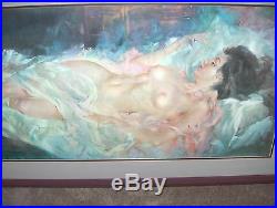 Vintage Julian Ritter Painting Print Showgirl Reclining Nude Woman Signed NICE