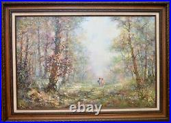 Vintage Julius Polek Original Oil Painting Woodland Landscape Signed Framed