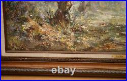 Vintage Julius Polek Original Oil Painting Woodland Landscape Signed Framed