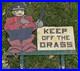 Vintage KEEP OFF THE GRASS folk wood painted advertising yard policeman SIGN