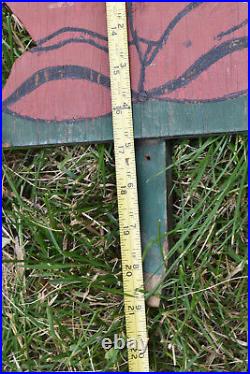 Vintage KEEP OFF THE GRASS folk wood painted advertising yard policeman SIGN