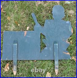 Vintage KEEP OFF THE GRASS folk wood painted advertising yard policeman SIGN