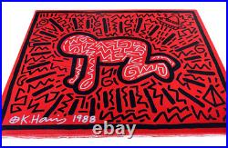 Vintage Keith Haring Painting on Canvas Signed and Stamped