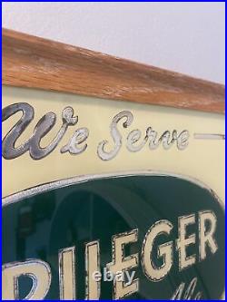Vintage Krueger Beer Sign Reverse Painted Glass Sign NEWARK NJ BREWERIANA 1950