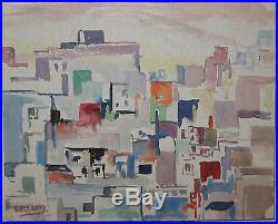 Vintage LEIGHTON CRAM'Cubist Dissection Abstract' CITYSCAPE Painting LISTED