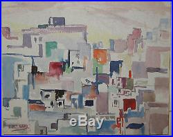 Vintage LEIGHTON CRAM'Cubist Dissection Abstract' CITYSCAPE Painting LISTED