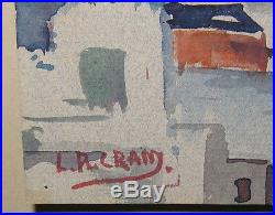 Vintage LEIGHTON CRAM'Cubist Dissection Abstract' CITYSCAPE Painting LISTED