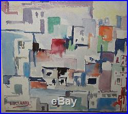 Vintage LEIGHTON CRAM'Cubist Dissection Abstract' CITYSCAPE Painting LISTED