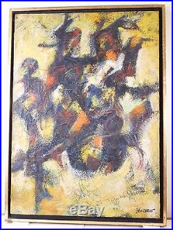 Vintage LYRICAL ABSTRACT EXPRESSIONIST OIL PAINTING MID CENTURY Signed 1949