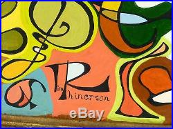 Vintage LYRICAL ABSTRACT MODERNIST OIL PAINTING MID CENTURY COLORIST Signed