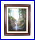 Vintage Landscape Jungle Waterfall Oil Painting On Canvas Signed Wanda Illegible