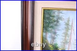 Vintage Landscape Jungle Waterfall Oil Painting On Canvas Signed Wanda Illegible