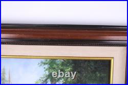 Vintage Landscape Jungle Waterfall Oil Painting On Canvas Signed Wanda Illegible