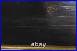 Vintage Landscape Jungle Waterfall Oil Painting On Canvas Signed Wanda Illegible