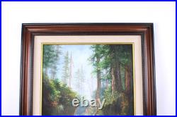 Vintage Landscape Jungle Waterfall Oil Painting On Canvas Signed Wanda Illegible