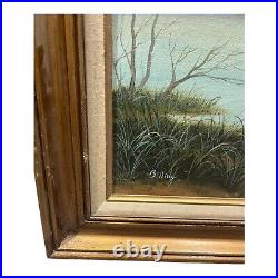 Vintage Landscape Oil Painting Ducks In Flight Signed by Billing Framed 43x 30