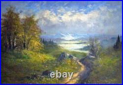 Vintage Landscape Oil Painting Georg Seekatz Artist Signed Original Mountains