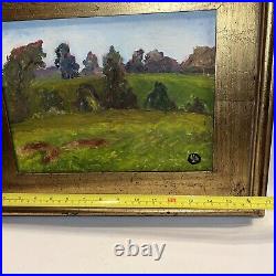Vintage Landscape Oil Painting On Canvas Impressionist Style Framed Signed