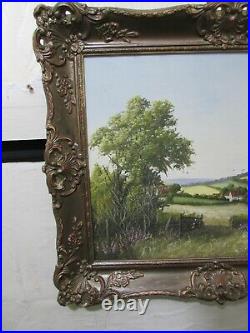 Vintage Landscape Oil Painting On Canvas, Signed A. W. Meadows, Lovely Frame