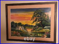 Vintage Landscape Oil Painting, Signed 1947 O. G. Lewis The Gospel Artist, MCM